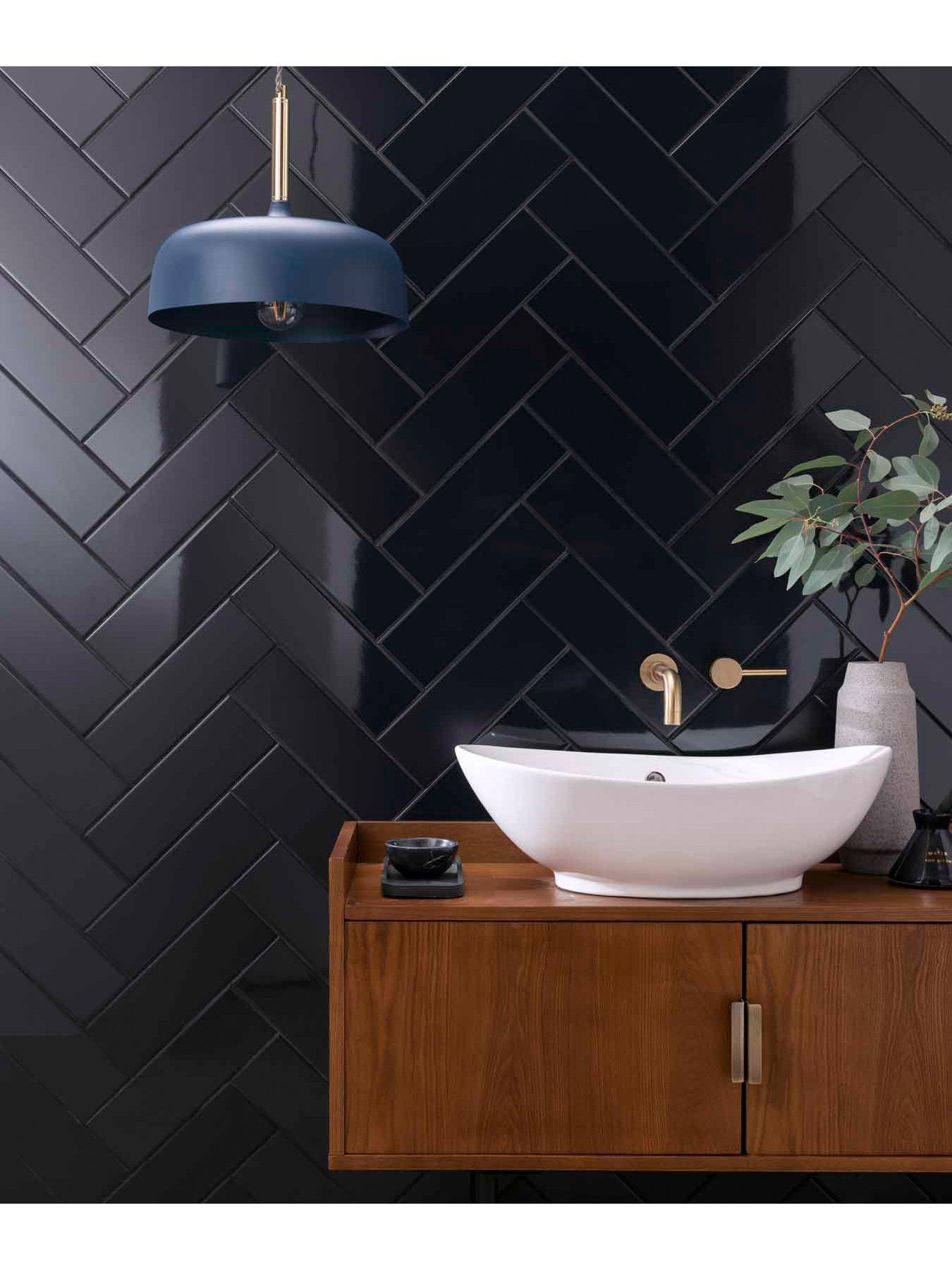 Topps Tiles Linear Midnight Matt 30cm x 10cm (Box of 34 Tiles) very.co.uk