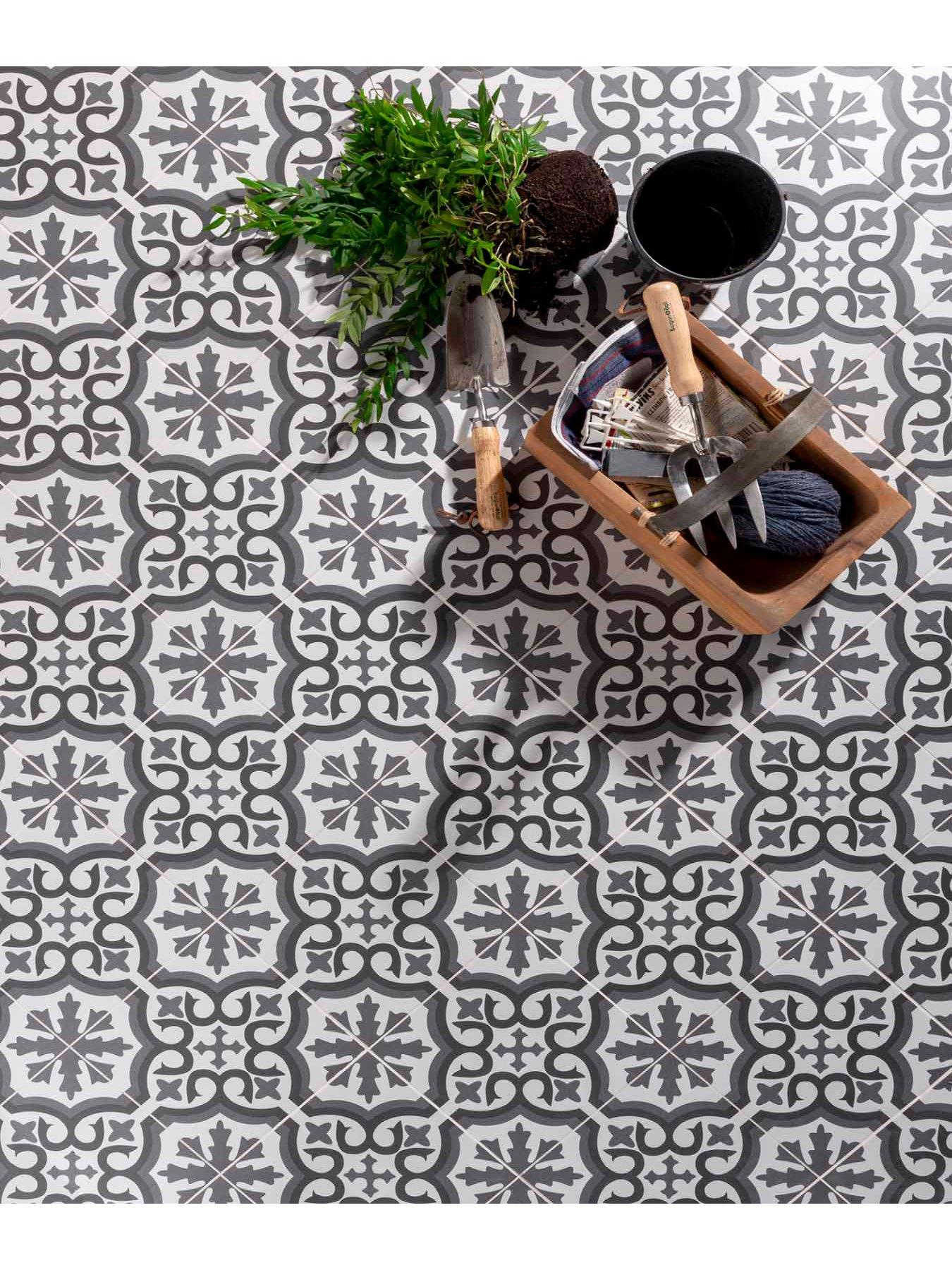 Topps Tiles Statements Berkeley Essence Graphite 45.2 x 45.2 cm Tiles
