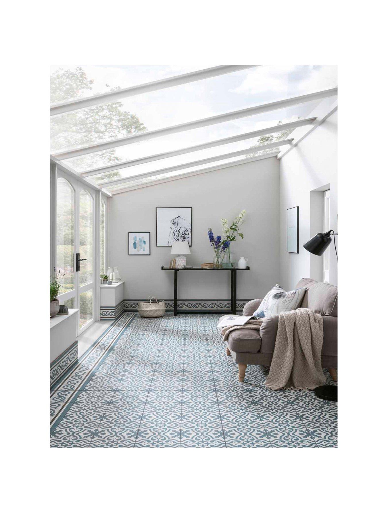 Topps Tiles Statements Berkeley Slate Blue 45.2 x 45.2 cm Tiles Pack