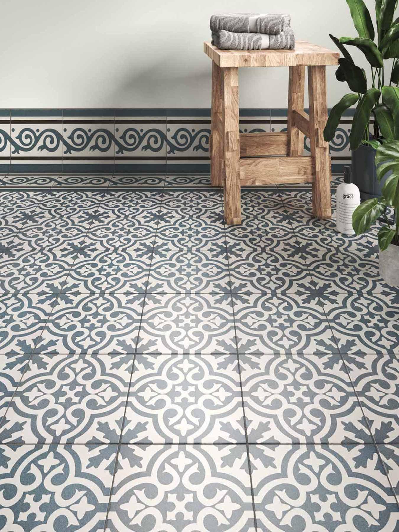 Topps Tiles Statements Berkeley Slate Blue 45.2 x 45.2 cm Tiles Pack