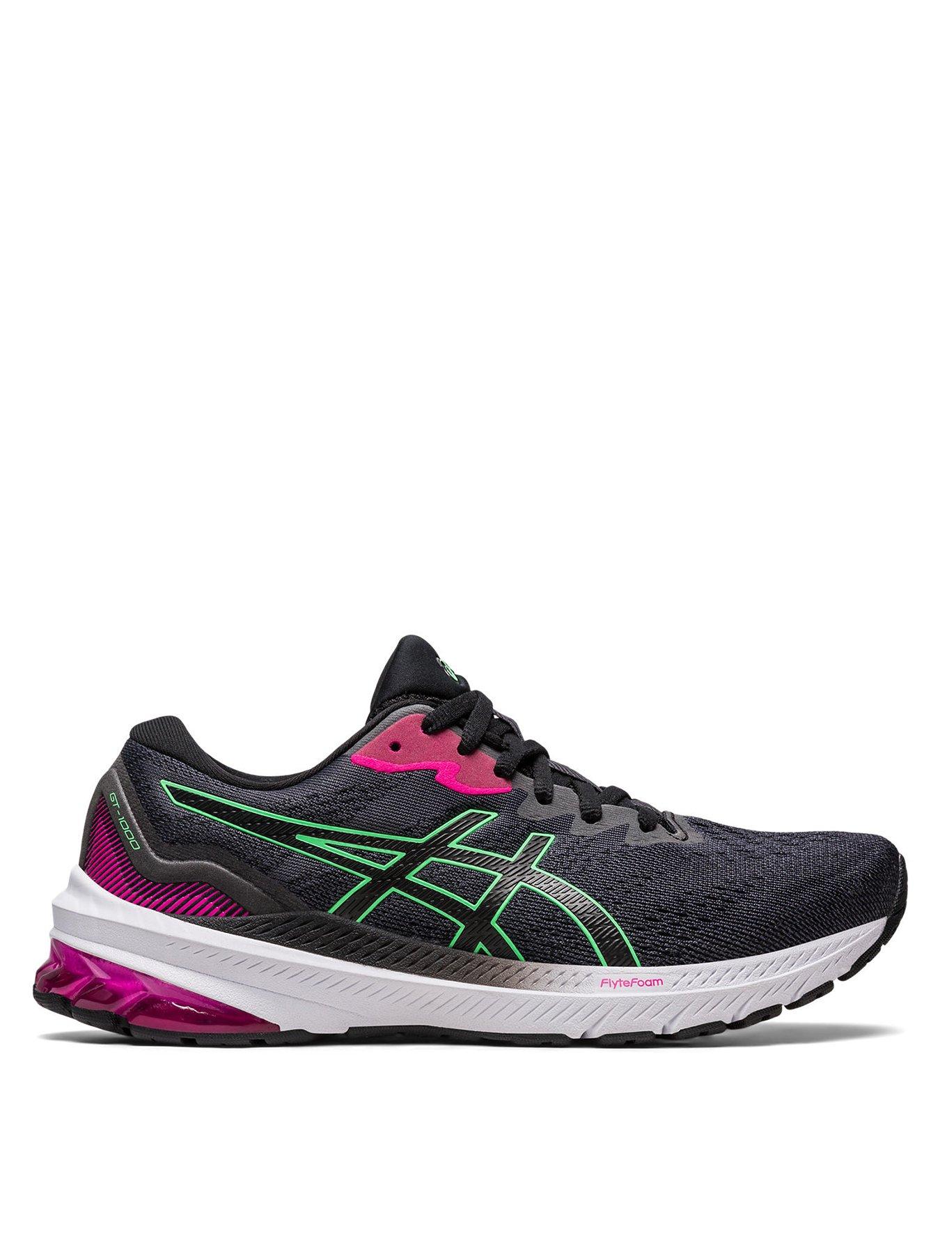 Asics black shop and pink trainers