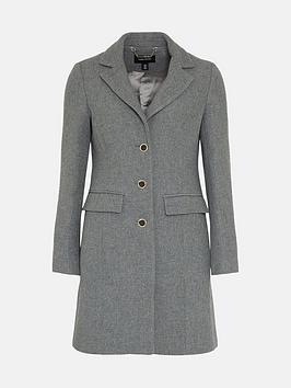 Karen Millen Plus Size Italian Wool Mix Tailored Coat - Grey, Grey, Size 22, Women