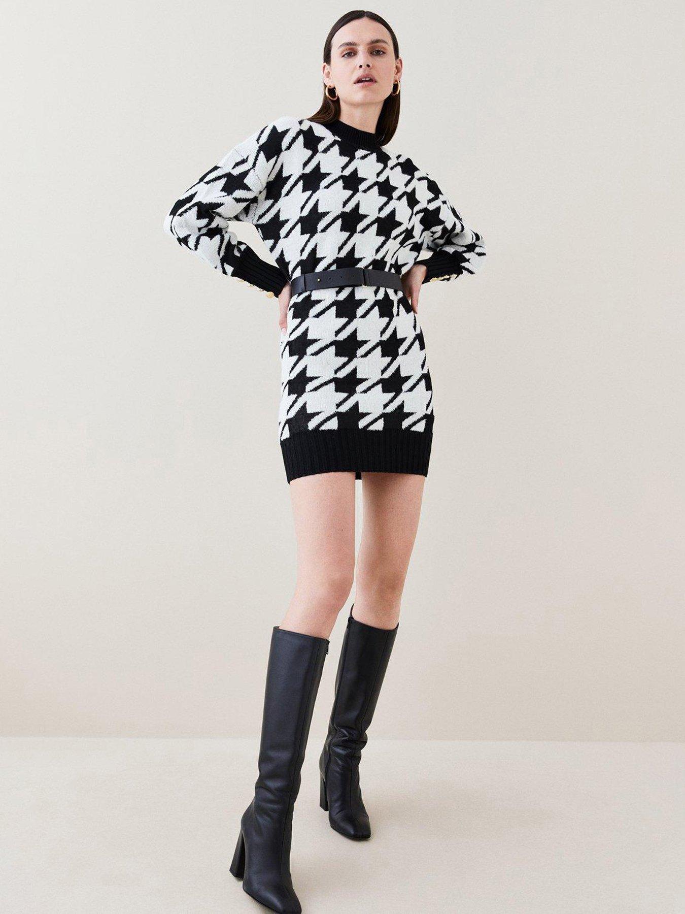 Her lip to☆ Houndstooth Belted ワンピース ニット-