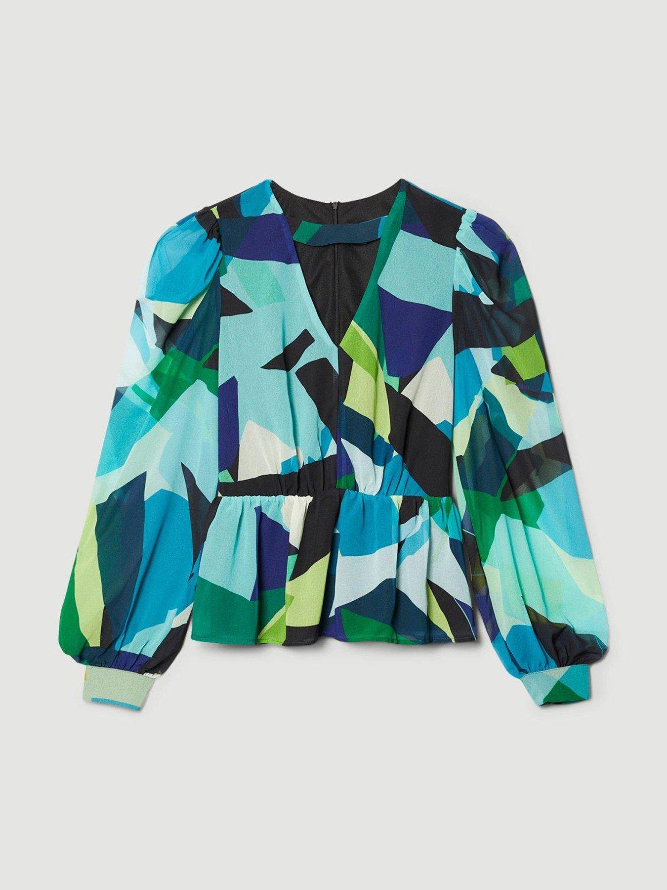 karen millen colour block georgette woven blouse - multi