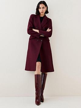 Karen Millen Italian Wool Blend Double Face Coat - Red