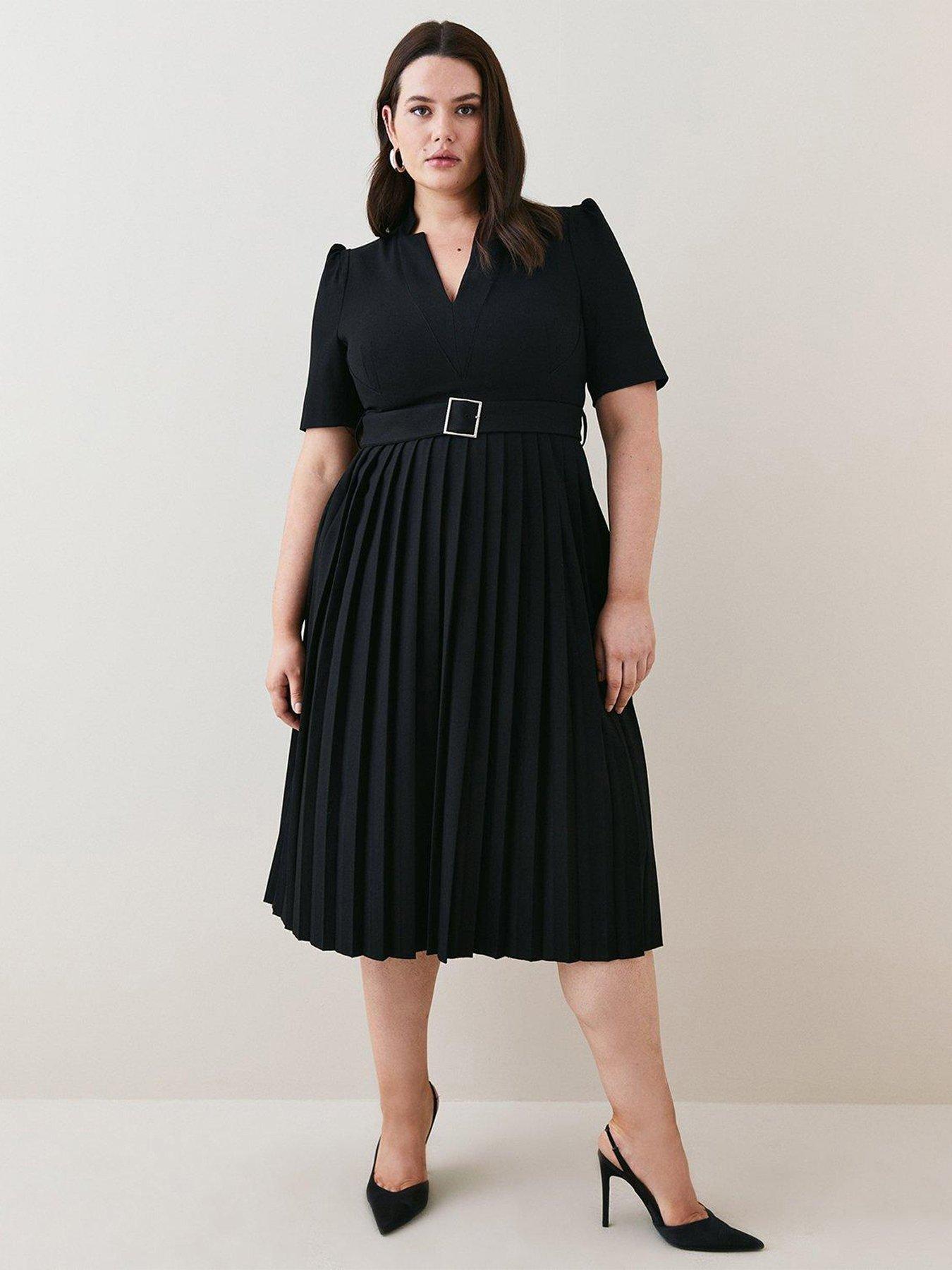 Karen Millen Plus Size Structured Crepe Forever Pleat Dres very.co.uk