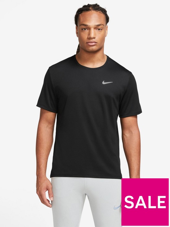 front image of nike-run-miler-t-shirt-black