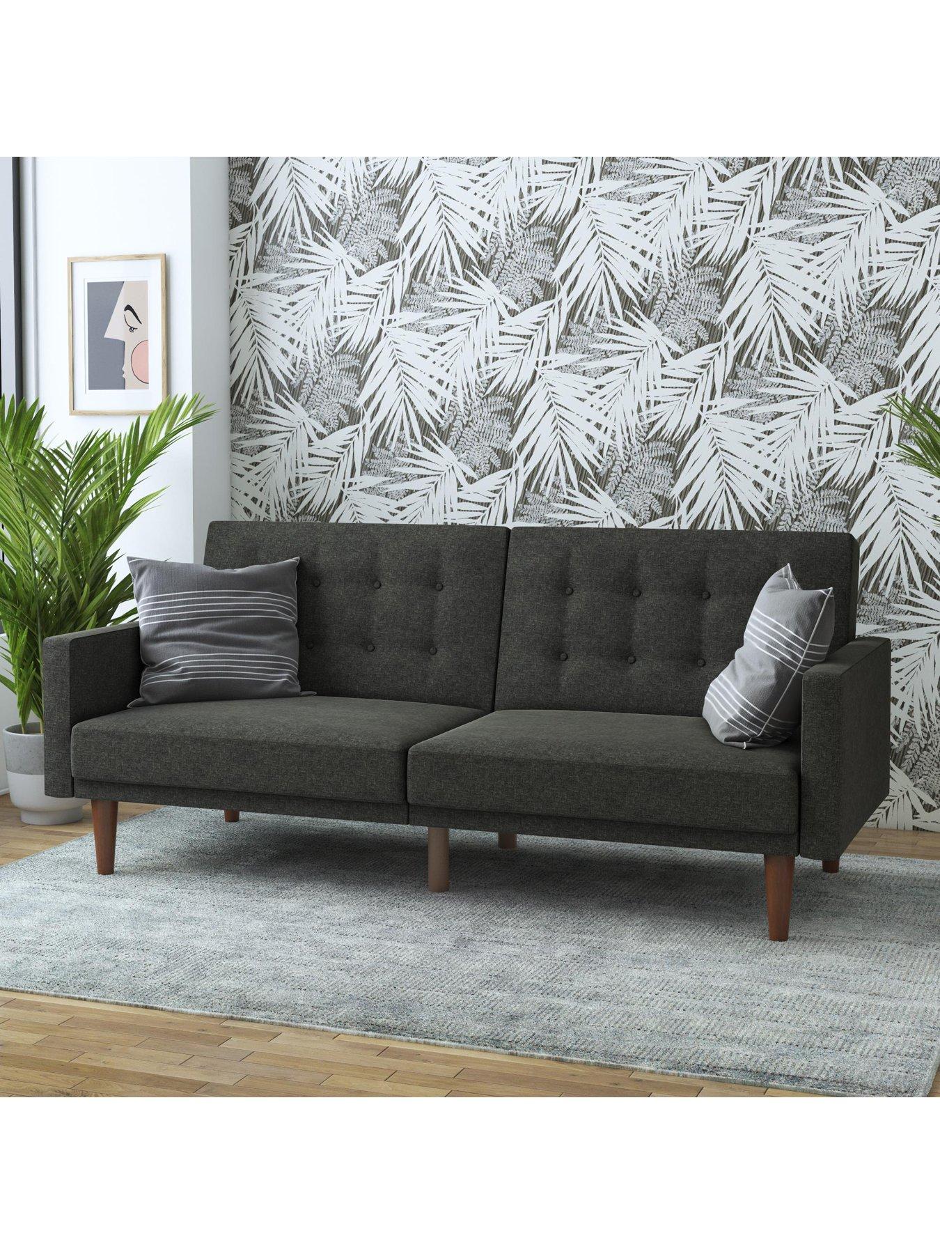 Product photograph of Queer Eye Qe Wimberly Linen Futon - Grey from very.co.uk