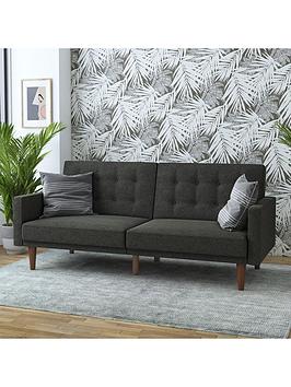 Product photograph of Dorel Home Wimberly Linen Futon - Grey from very.co.uk