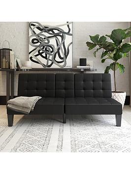 Product photograph of Dorel Home Adalynn Convertible Faux Leather Futon - Black from very.co.uk