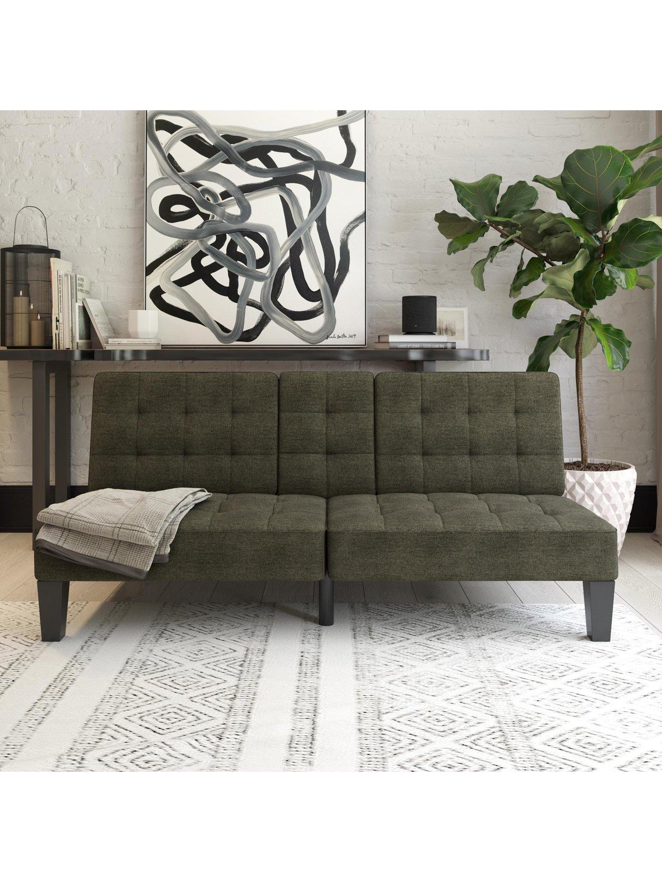 Product photograph of Queer Eye Qe Adalynn Convertible Linen Futon - Grey from very.co.uk
