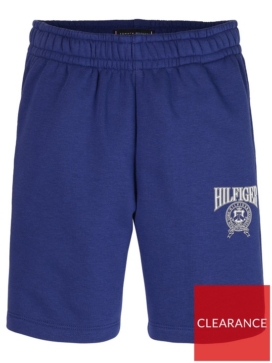 front image of tommy-hilfiger-boys-hilfiger-varsity-sweat-shorts-blue