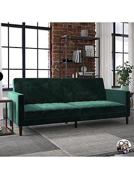 Product photograph of Dorel Home Liam Futon - Green Velvet from very.co.uk