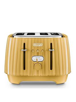 Product photograph of Delonghi Ballerina 4-slice Toaster - Yellow from very.co.uk