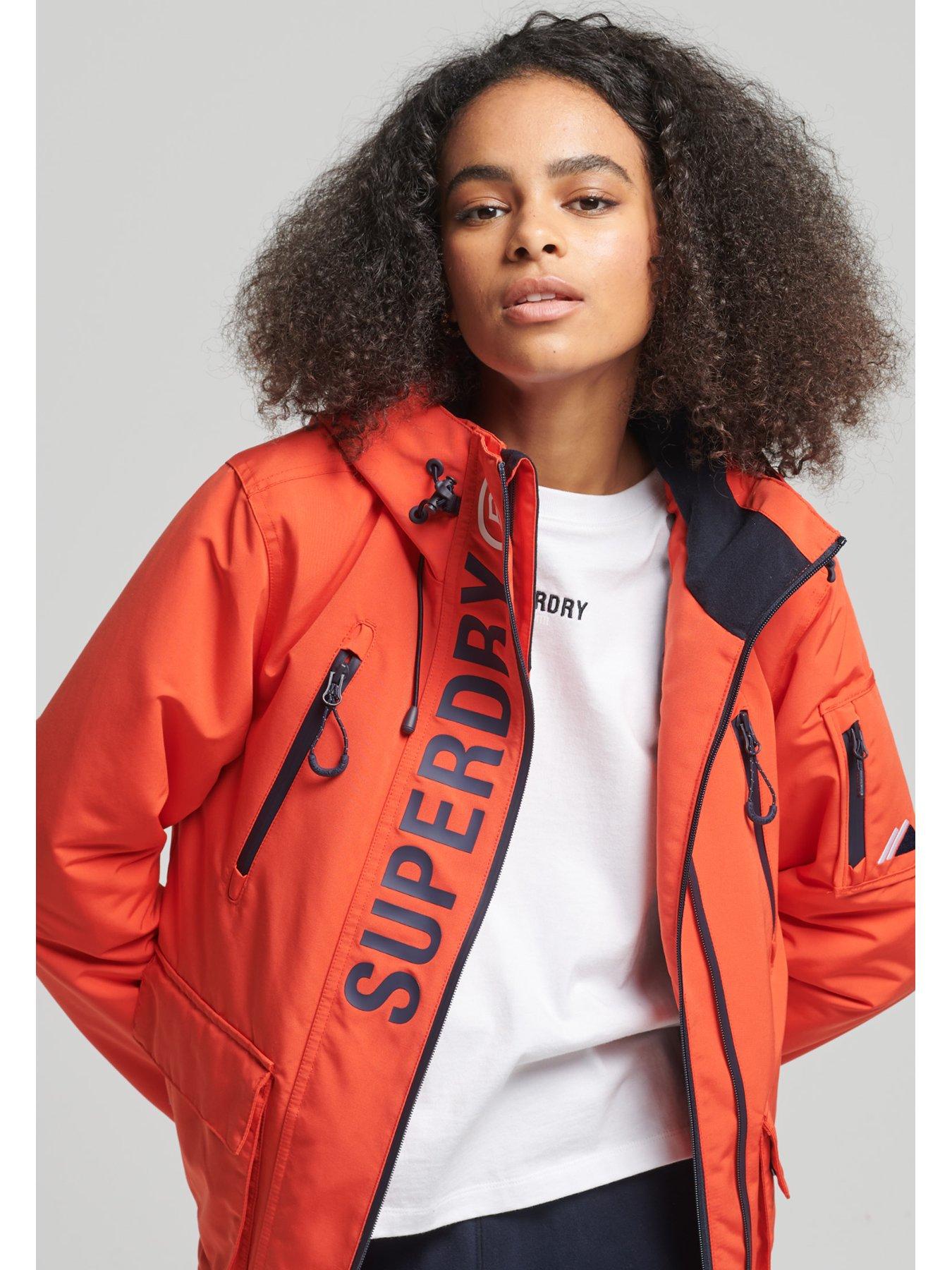 Superdry jacket black hot sale and orange