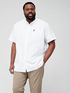 lyle & scott big & tall short sleeve oxford shirt - white