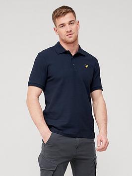 Lyle & Scott Milano Textured Trim Polo Shirt - Navy, Navy, Size S, Men