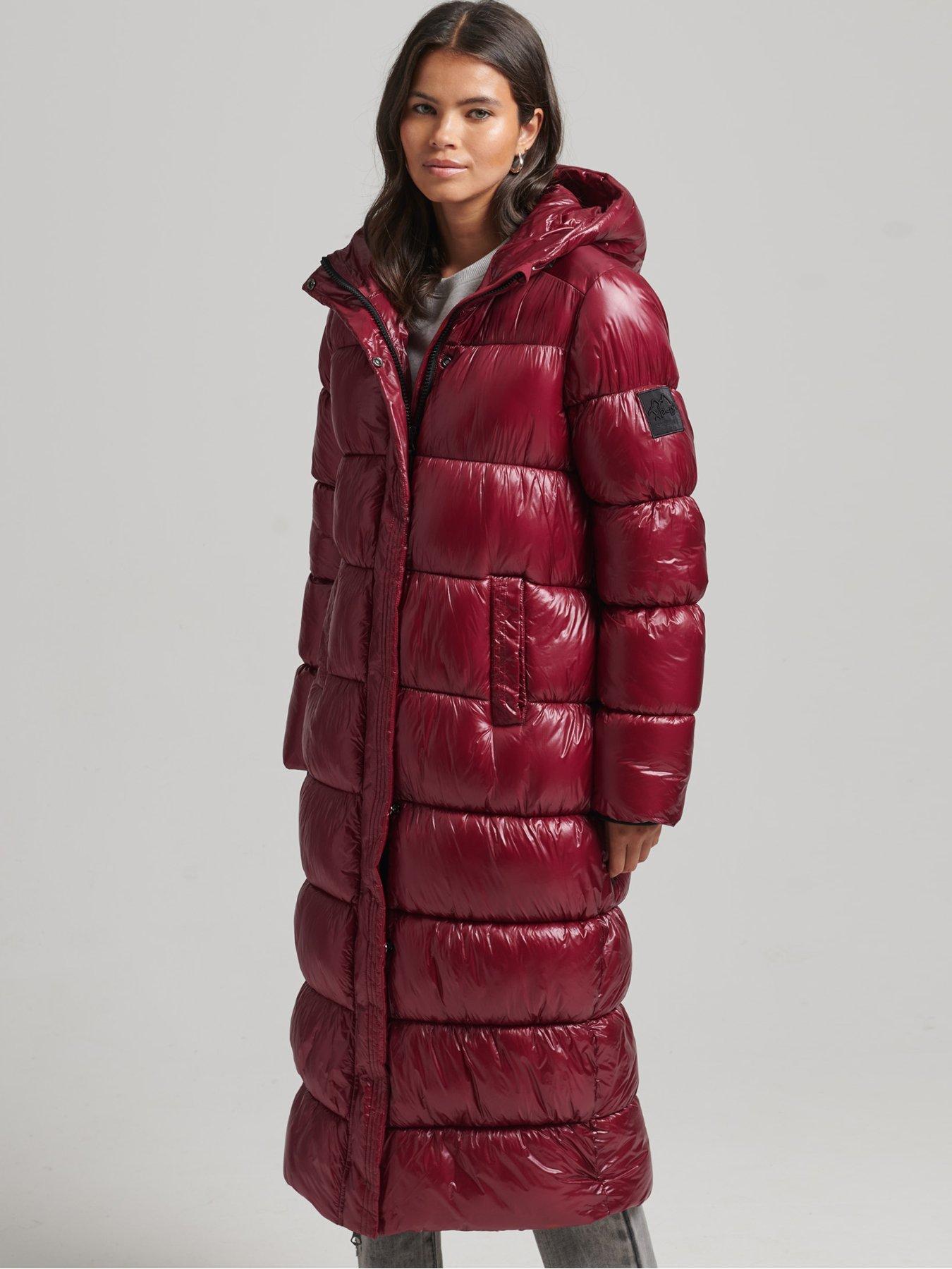 Long red shop puffer coat