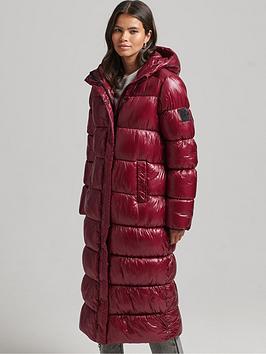 superdry code expedition longline padded jacket - red