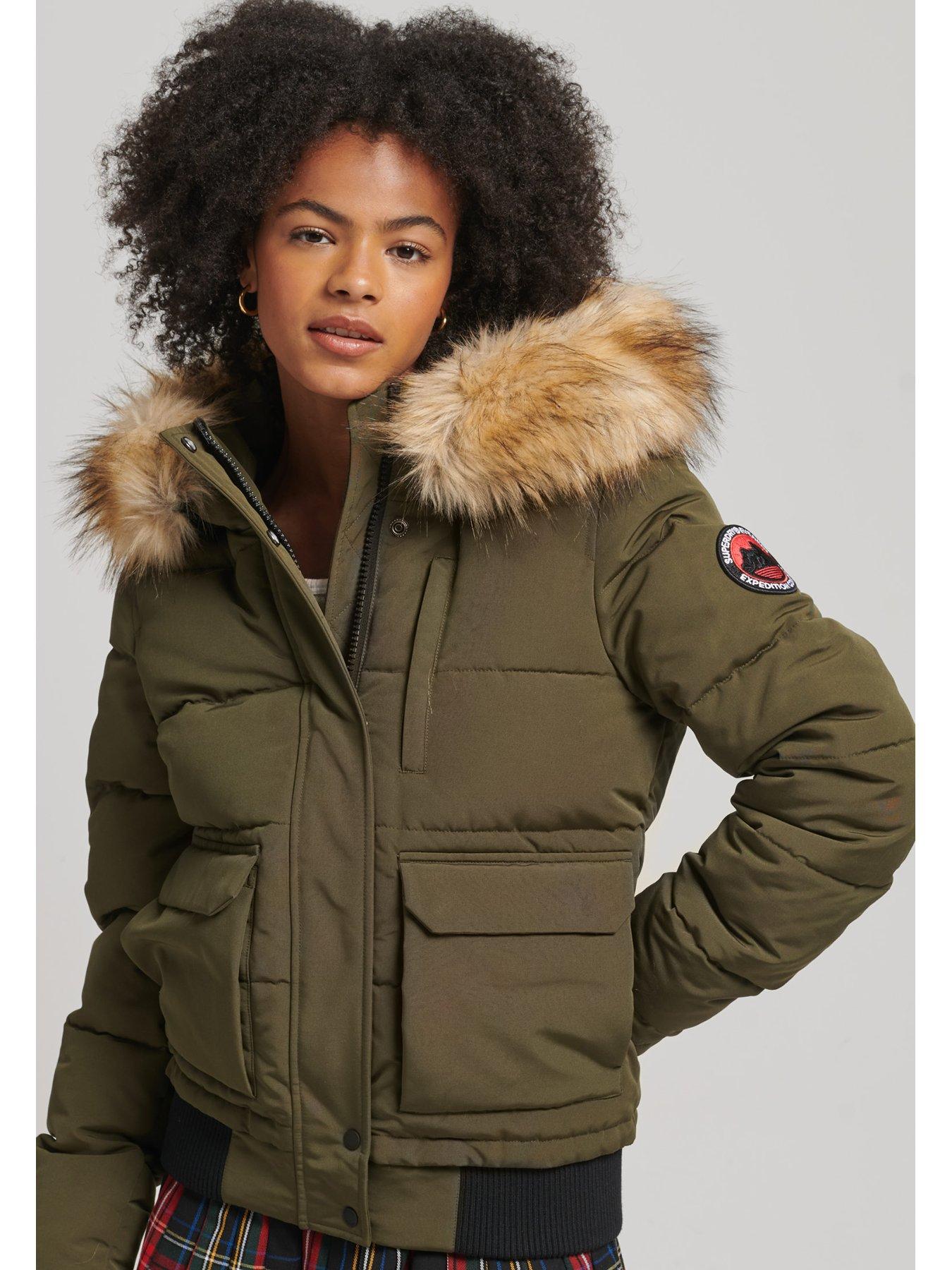 Superdry coats with on sale fur