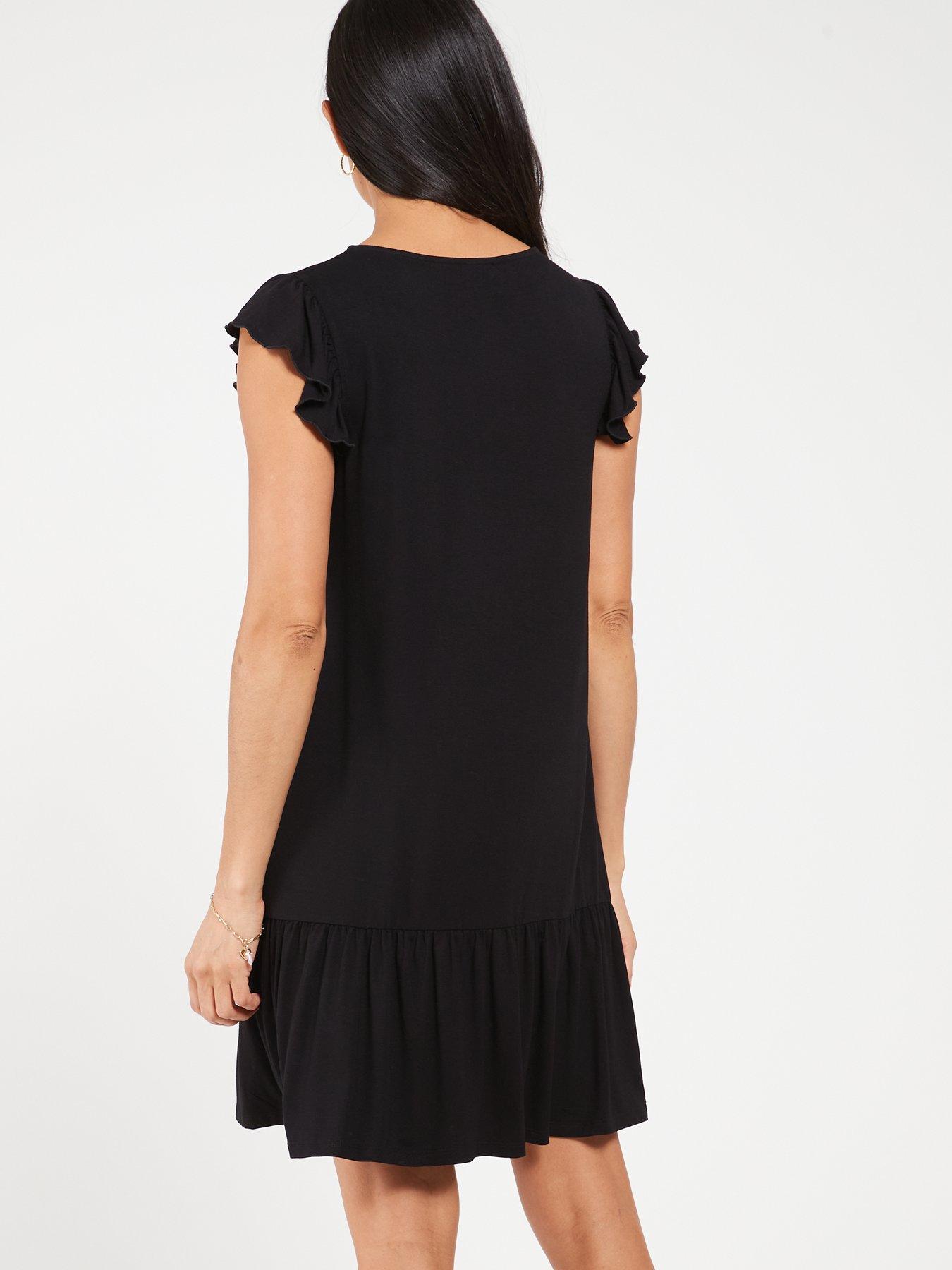 Loft black cheap ruffle dress