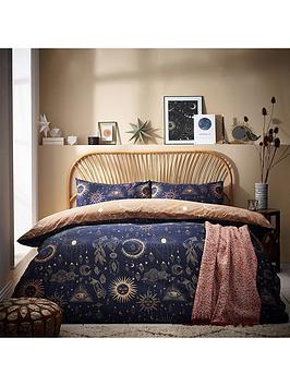 Product photograph of Furn Constellations Duvet Cover Set - Gold Navy from very.co.uk