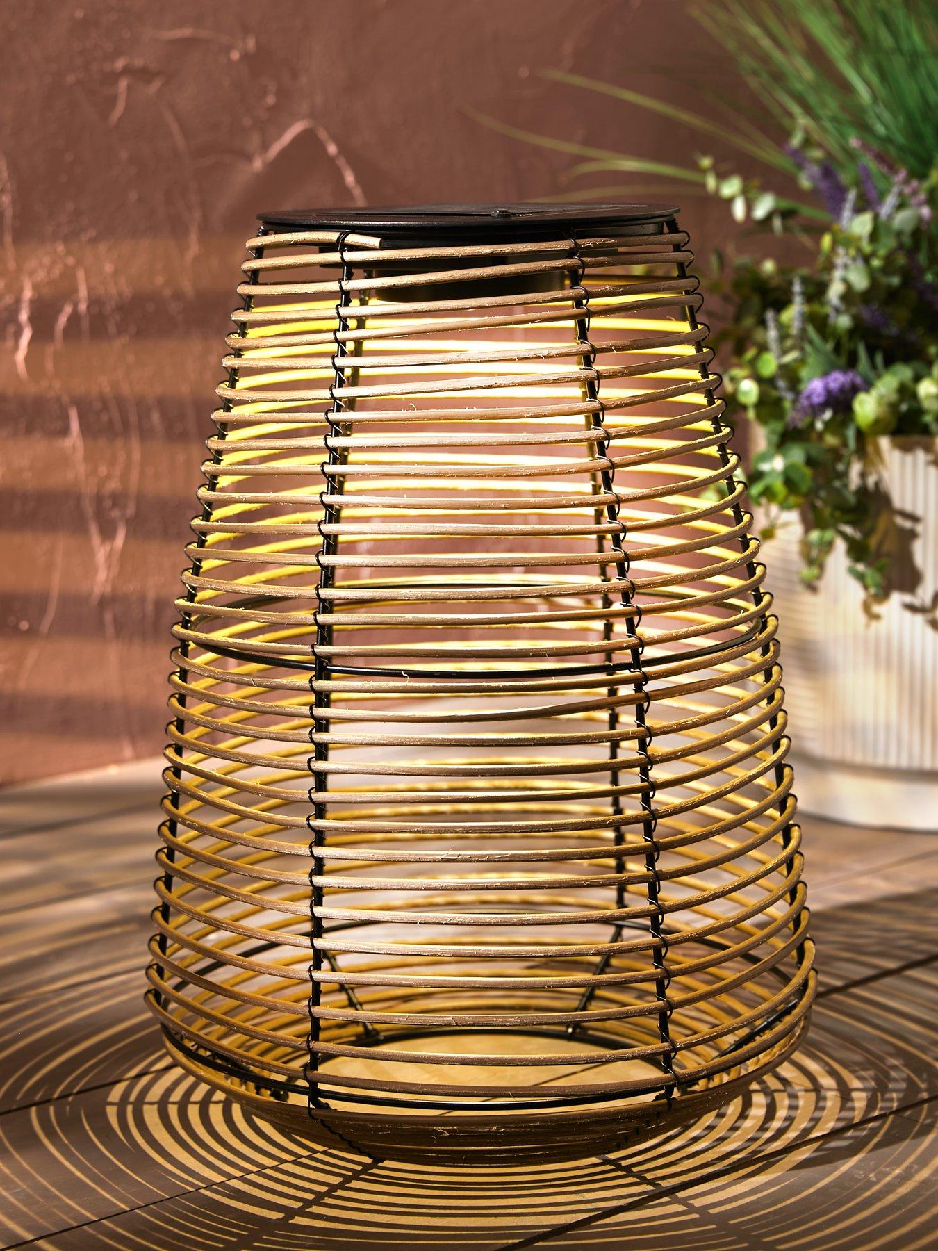 Product photograph of Very Home Tall Monaco Solar Rattan Lamp from very.co.uk