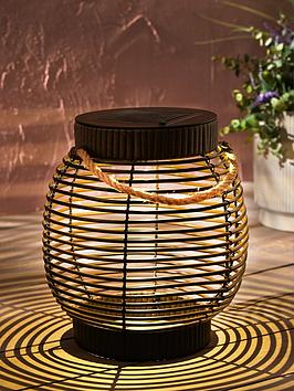 Product photograph of Very Home Basket-shaped Coral Bay Rattan Solar Lamp from very.co.uk