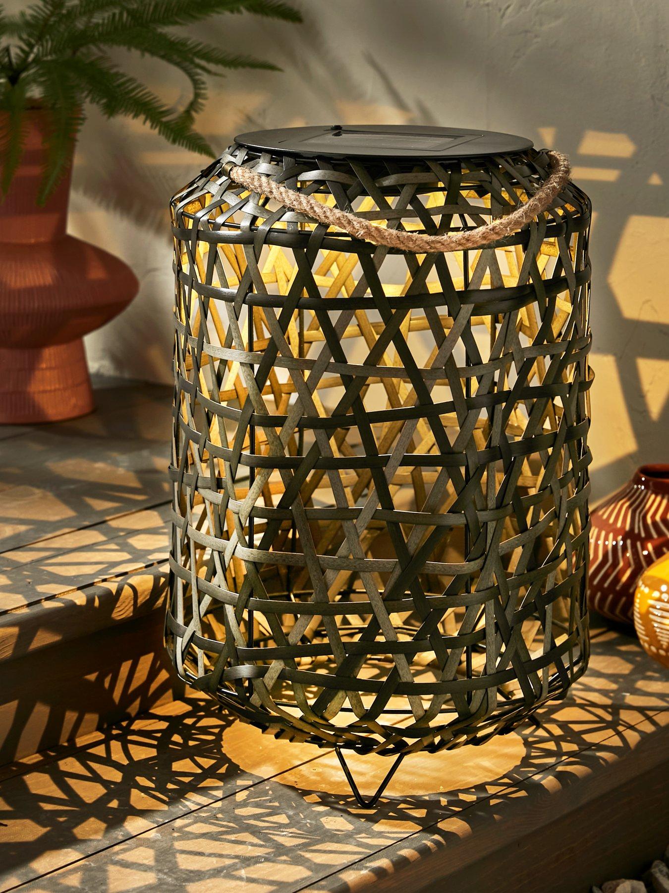 Product photograph of Very Home Criss Cross Aruba Weave Solar Rattan Lamp from very.co.uk