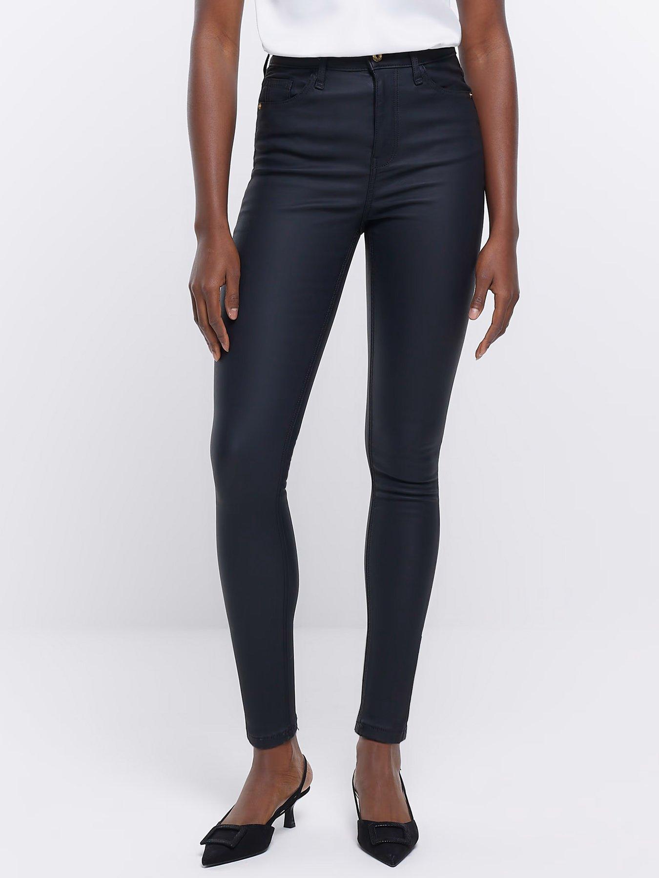 New Look Mink Coated Leather-Look Mid Rise Lift & Shape Emilee Jeggings