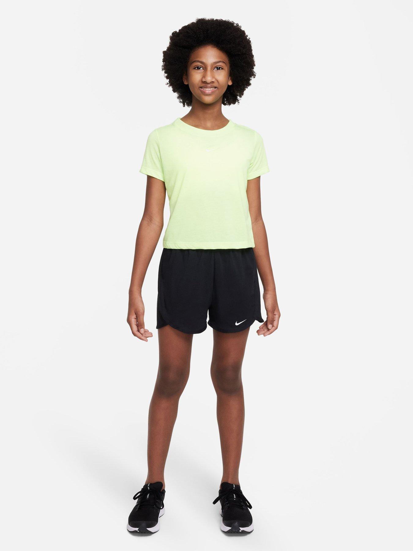 Nike Older Girls Dri-fit Knit High Waisted Shorts - Black/White