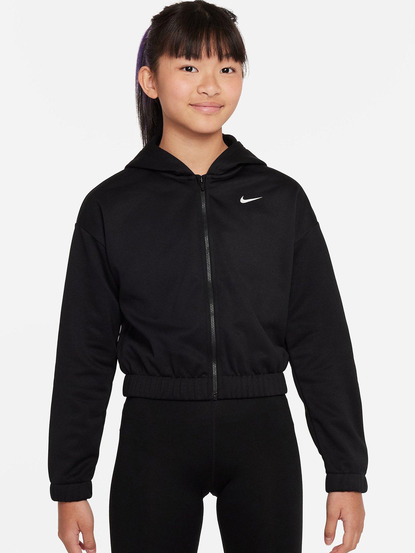 Nike Older Girls Therma-Fit Full Zip Hoodie - Black | very.co.uk