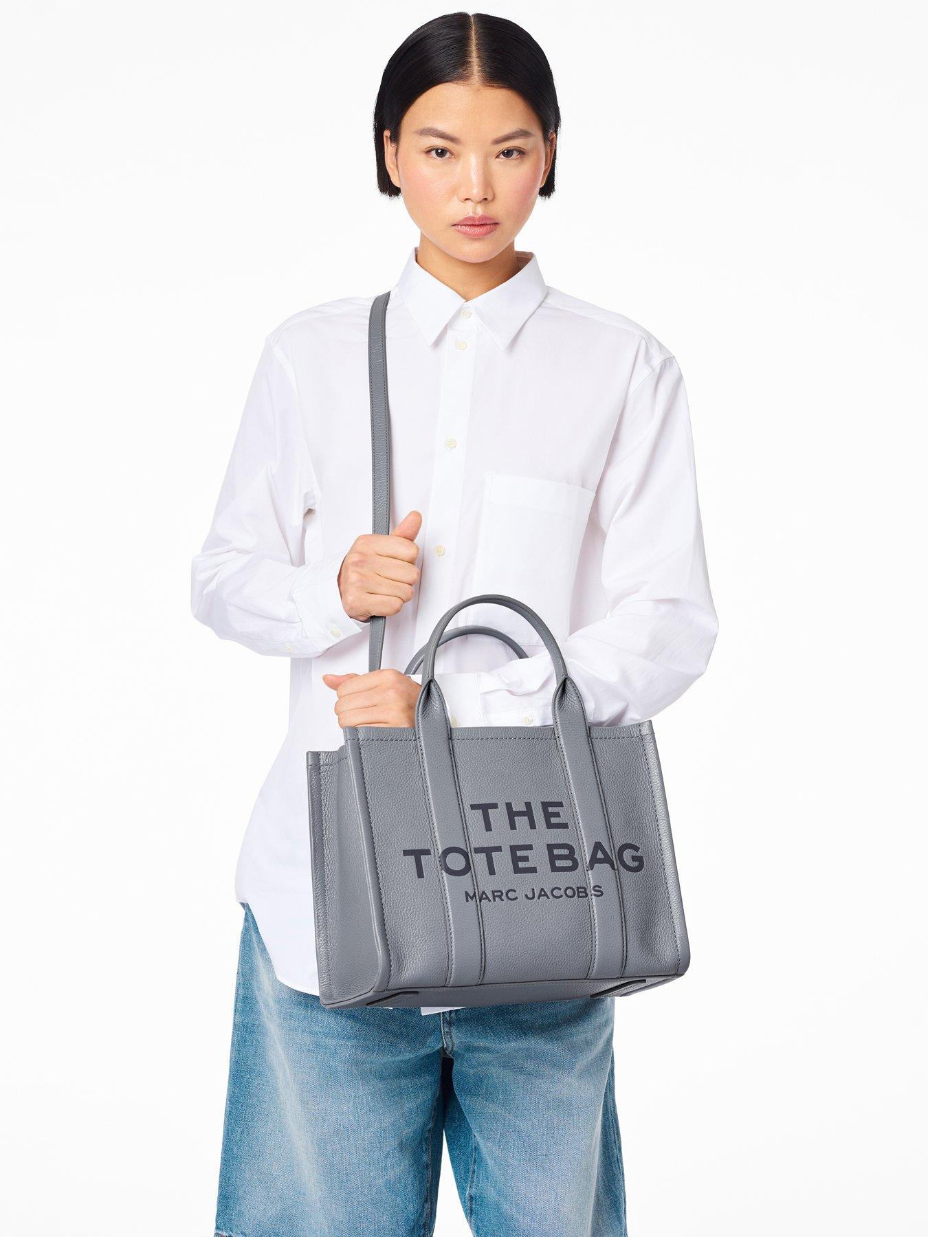 Marc Jacobs The Leather Medium Wolf Grey Tote Bag