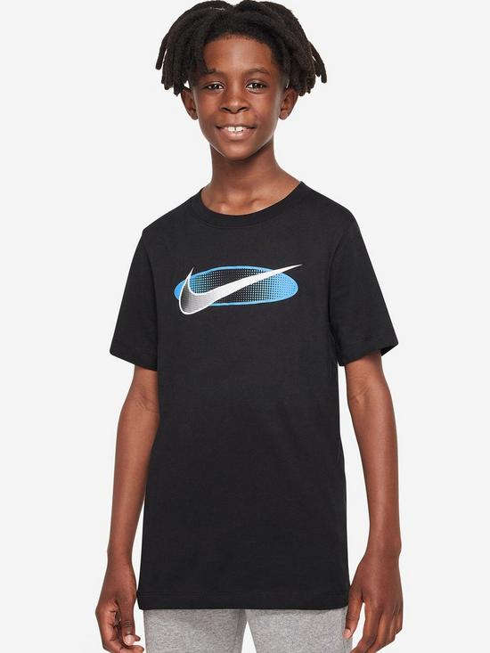 front image of nike-older-boys-sportswear-core-brandmark-t-shirt-black
