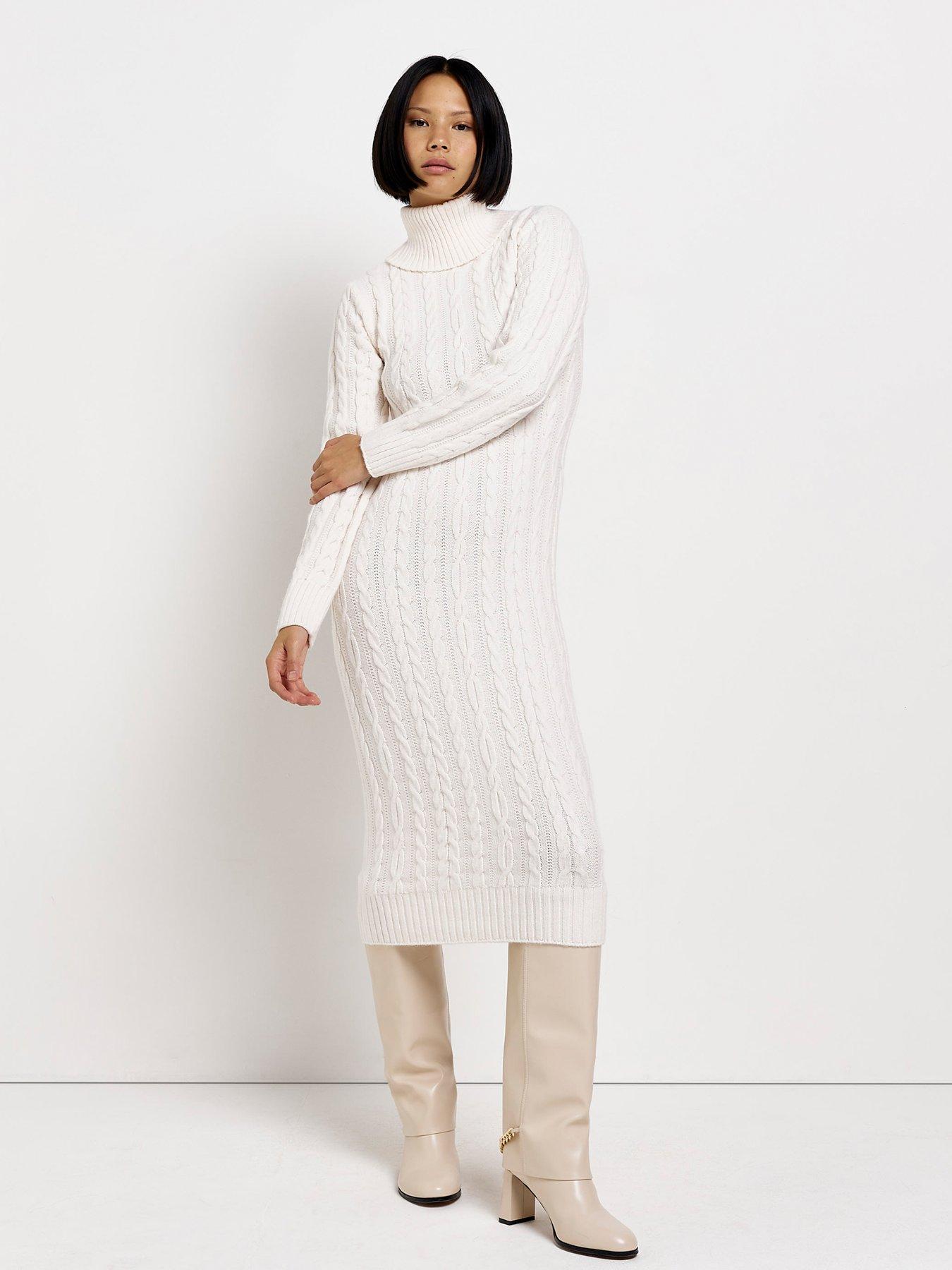 River Island Cable Knit Maxi Dress - Cream | very.co.uk
