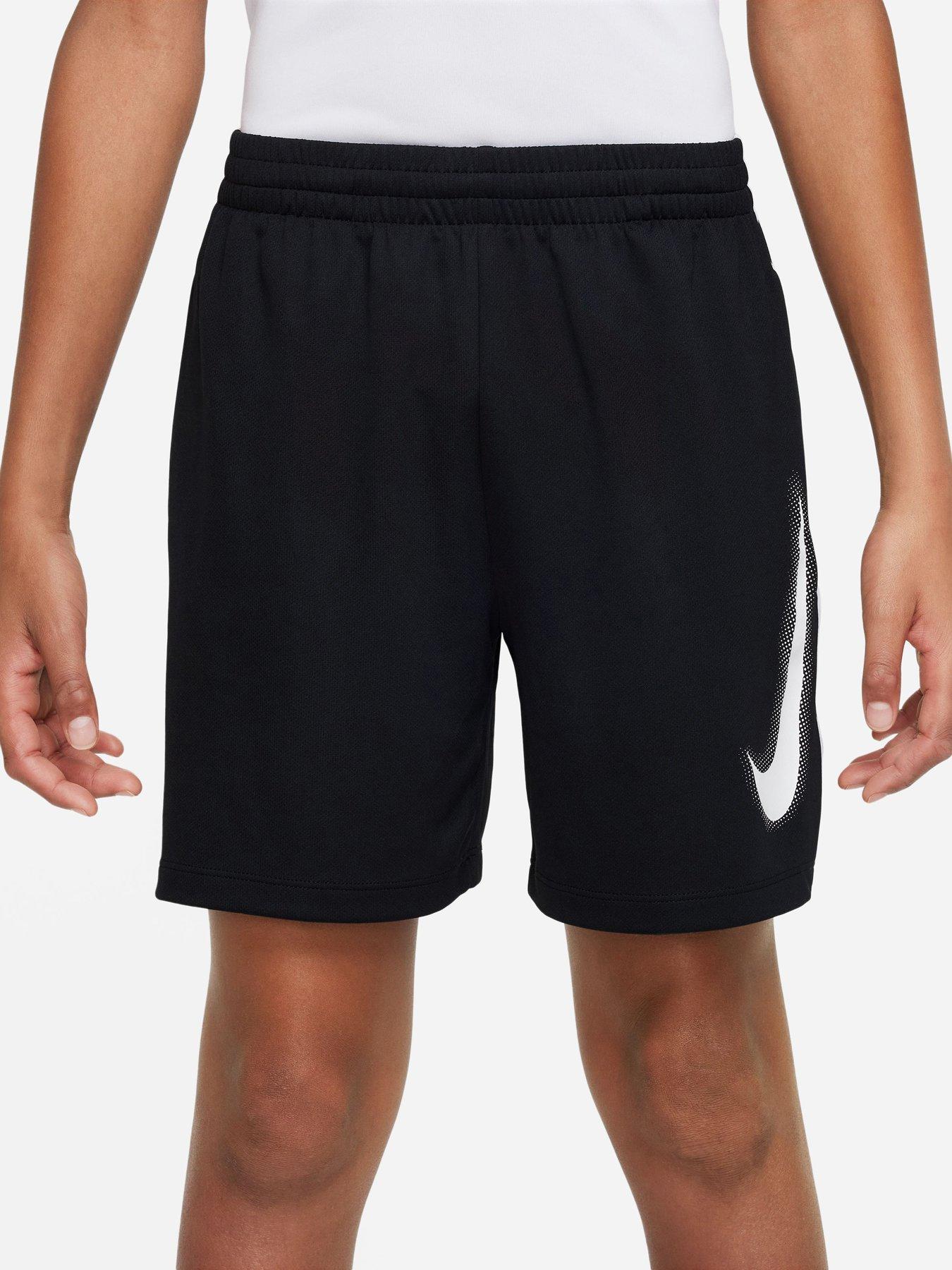 Nike Older Boys Dri-fit Graphic Training Shorts - Black/White