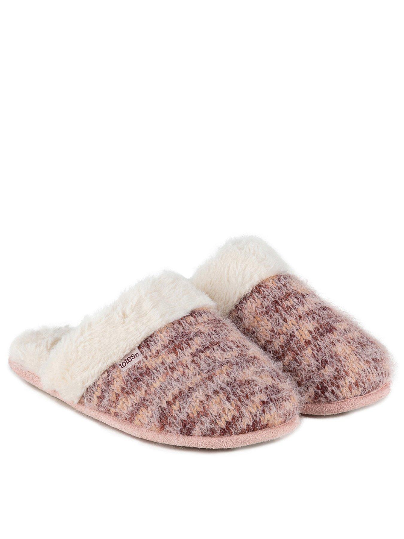 TOTES Fluffy Knit Mule Slippers very.co.uk