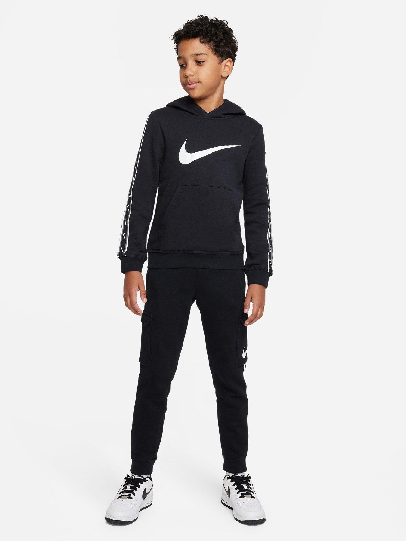 Older Boys Sportswear Repeat Swoosh Overhead Hoodie Black