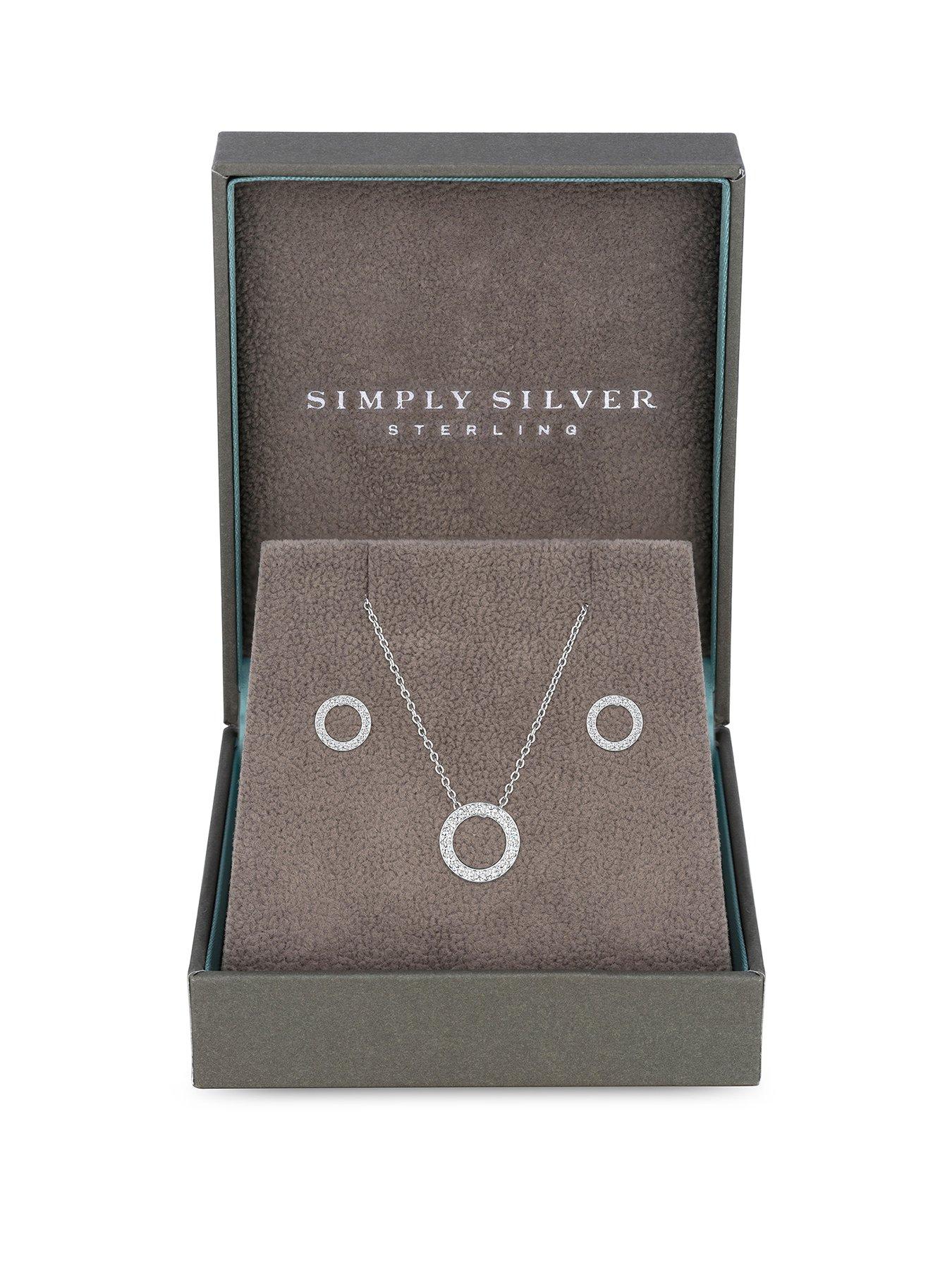 undefined Sterling Silver 925 Cubic Zirconia Round Open Set