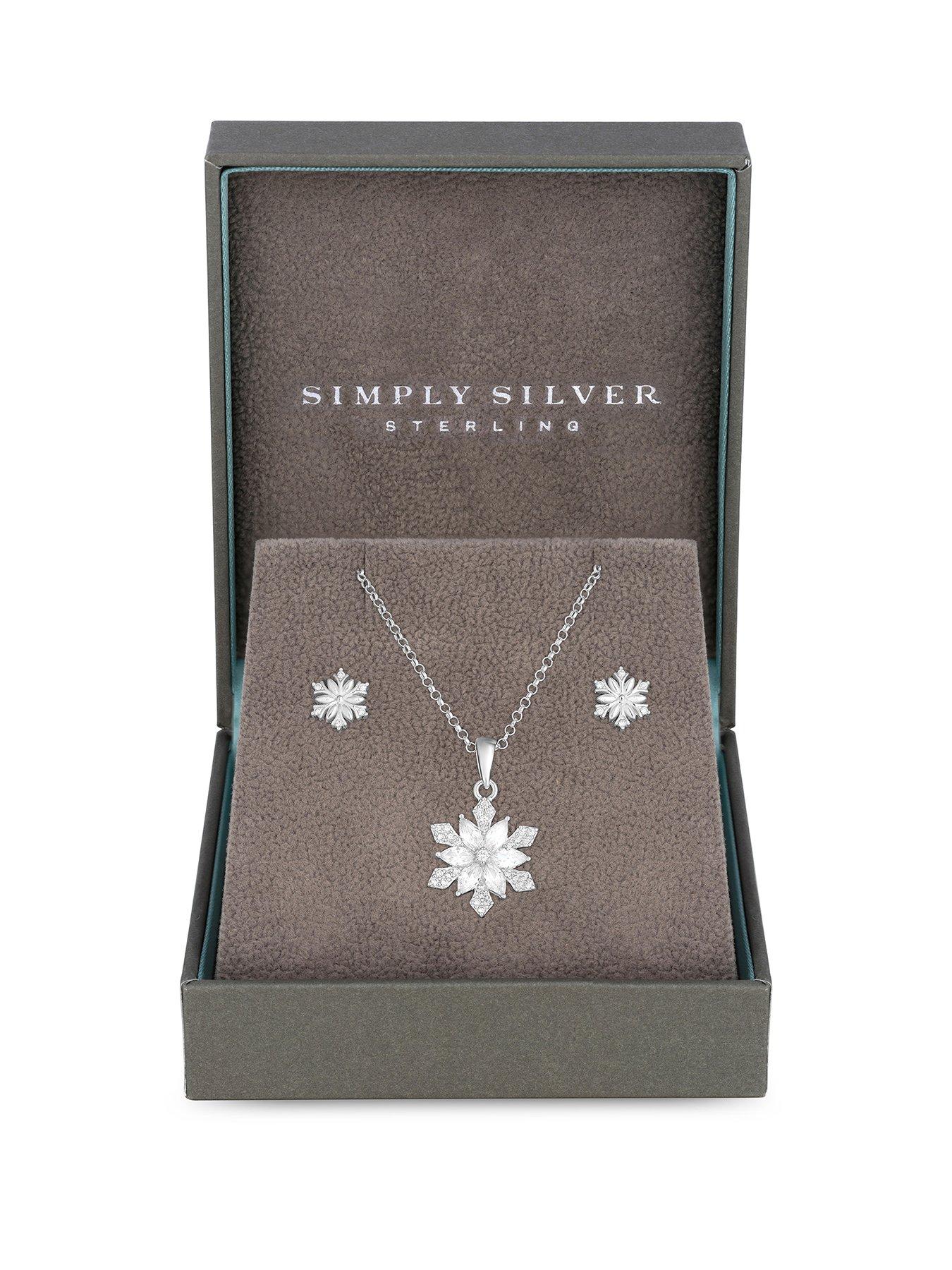 Product photograph of Simply Silver Sterling Silver 925 Snowflake Set from very.co.uk