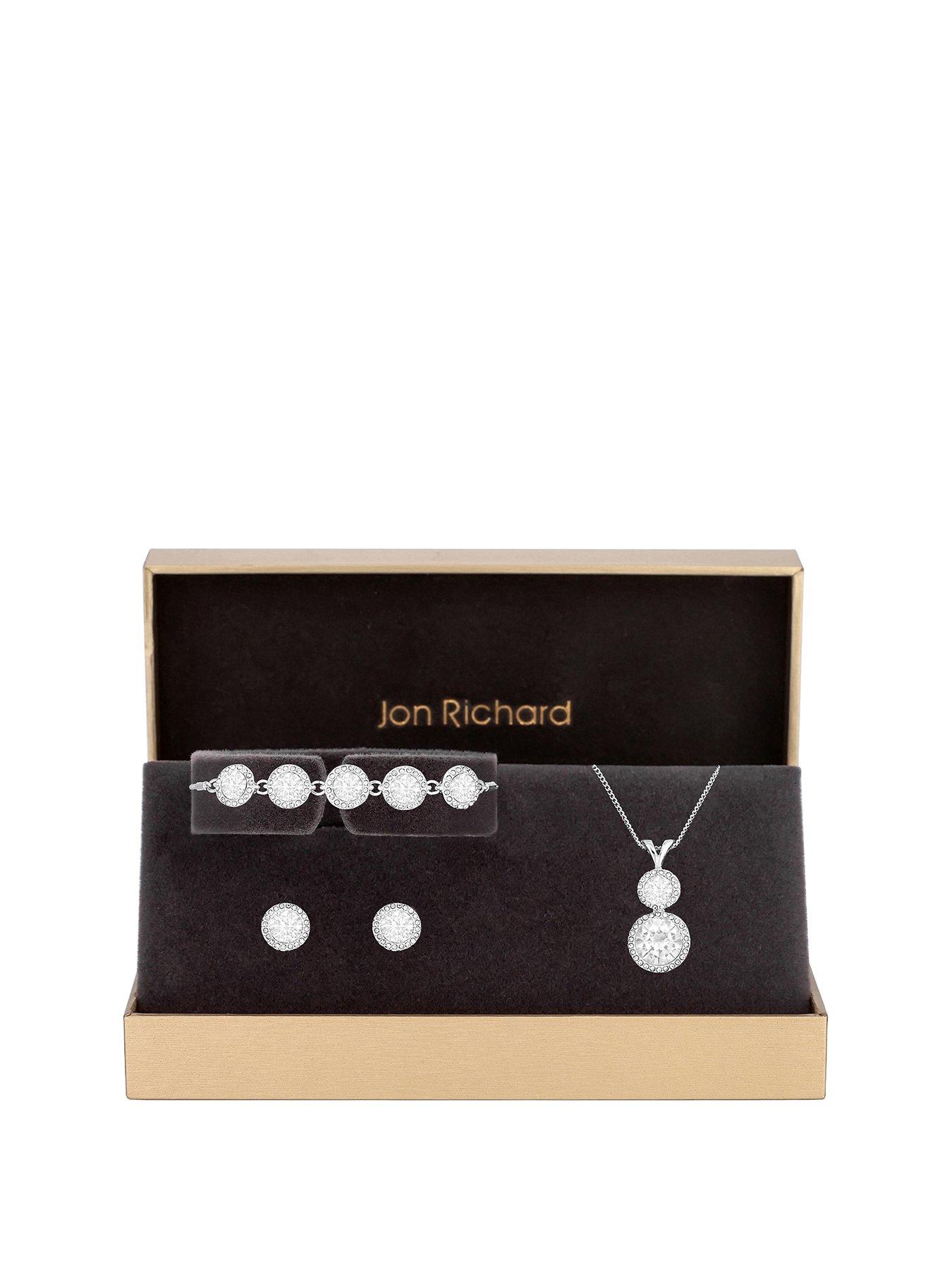 Jon Richard Twist Pearl With Stretch Bracelet Trio Jewellery Set