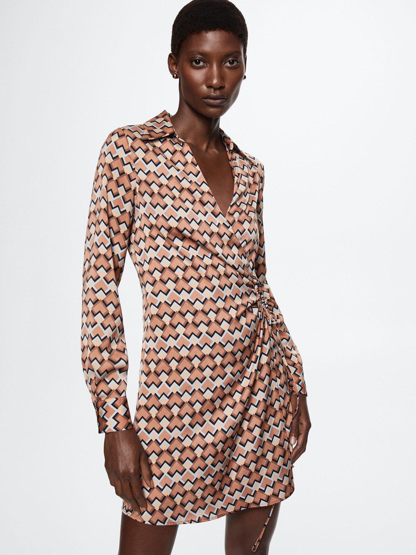 Mango print store wrap dress