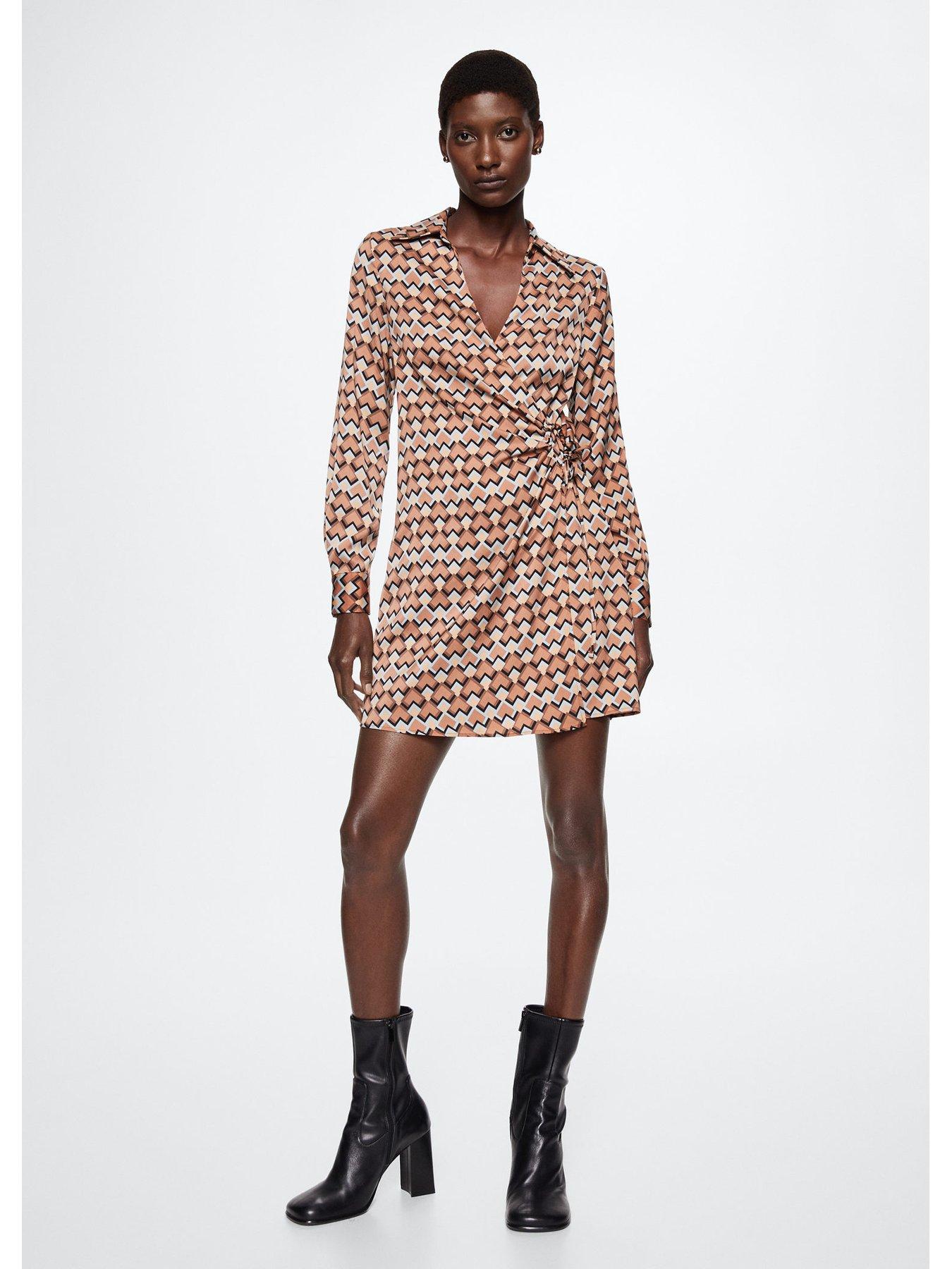 Geo print outlet wrap dress