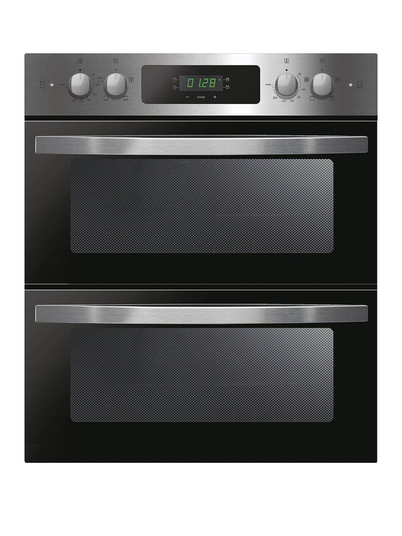 Product photograph of Candy Fci7d405x Built In Double Oven With Easy Clean Enamel - Black Glass With Stainless Steel - Oven Only from very.co.uk