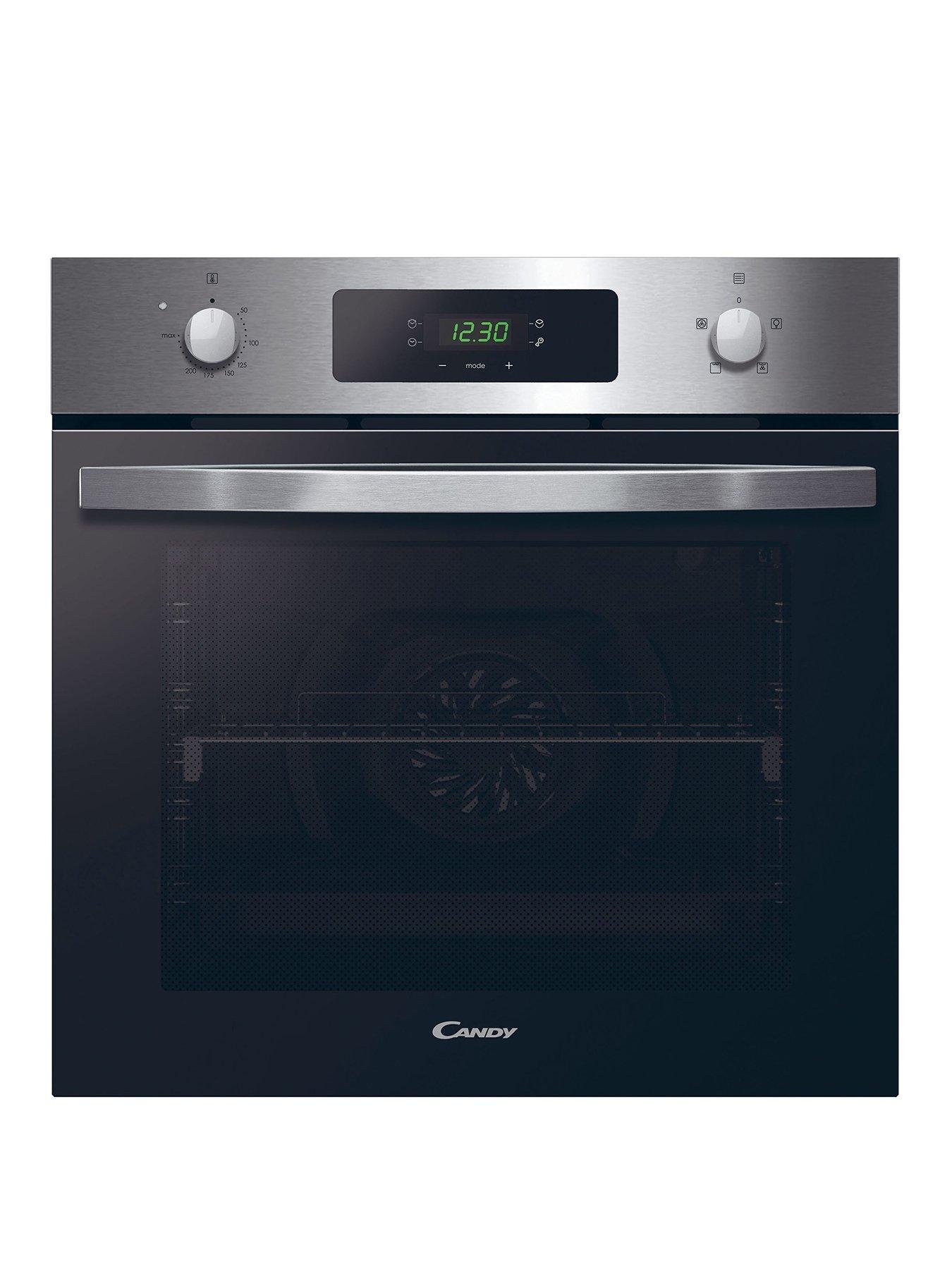 Product photograph of Candy Fidcx405 Built In 65 Litre Fan Oven With Easy Clean Enamel - Black Glass With Stainless Steel - Oven Only from very.co.uk