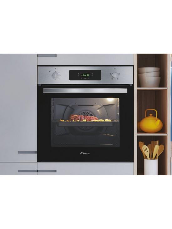 stillFront image of candy-fidcx405-built-in-65-litre-fan-oven-with-easy-clean-enamel-black-glass-with-stainless-steel