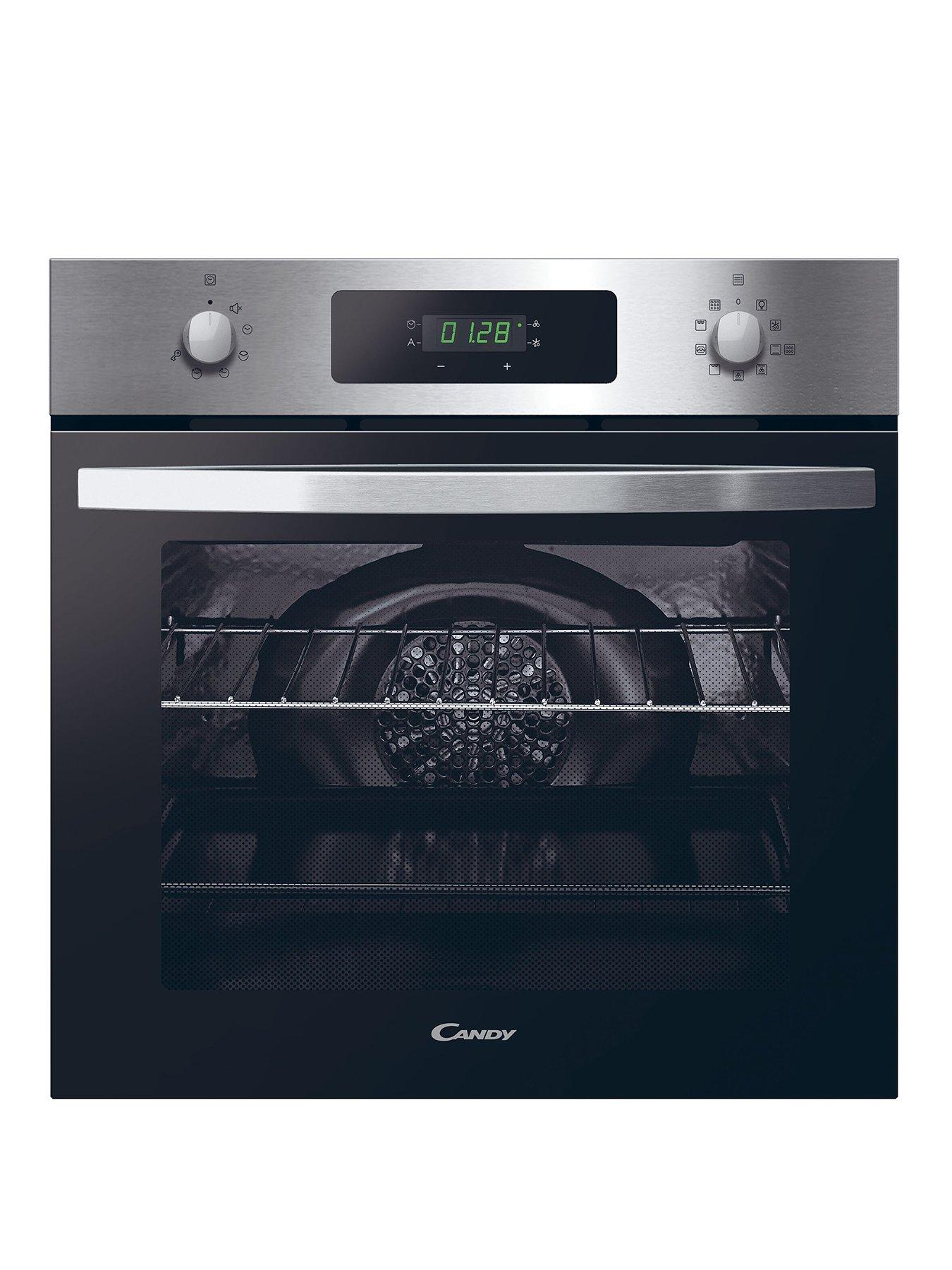 Product photograph of Candy Fidcx676 Built In 70 Litre Multi-function With Pyrolysis Programme - Black Glass With Stainless Steel - Oven Only from very.co.uk