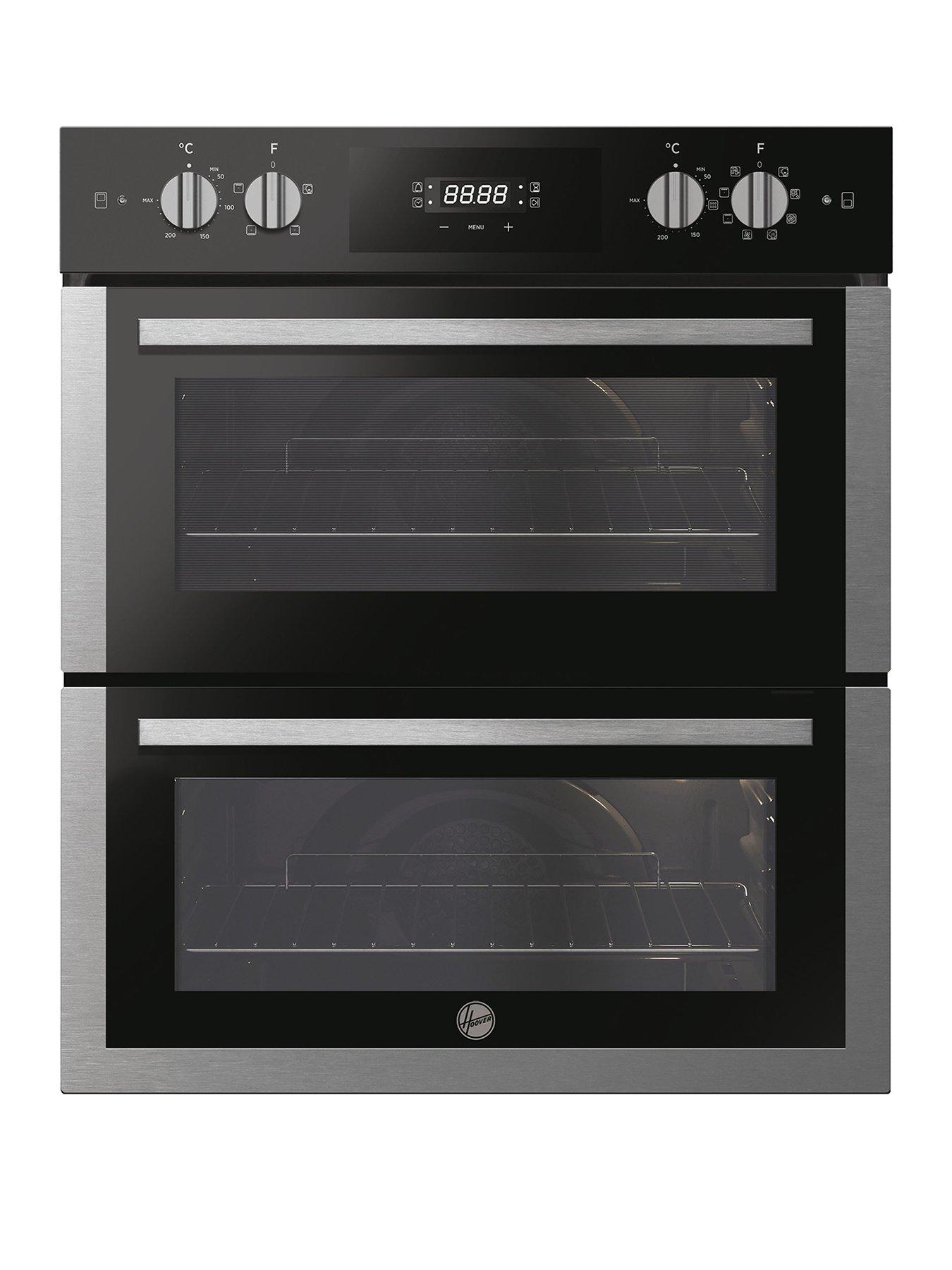 Product photograph of Hoover H-oven 300 Ho7dc3un308bi Double Oven With Hydro Easy Clean - Black Glass With Stainless Steel - Oven Only from very.co.uk