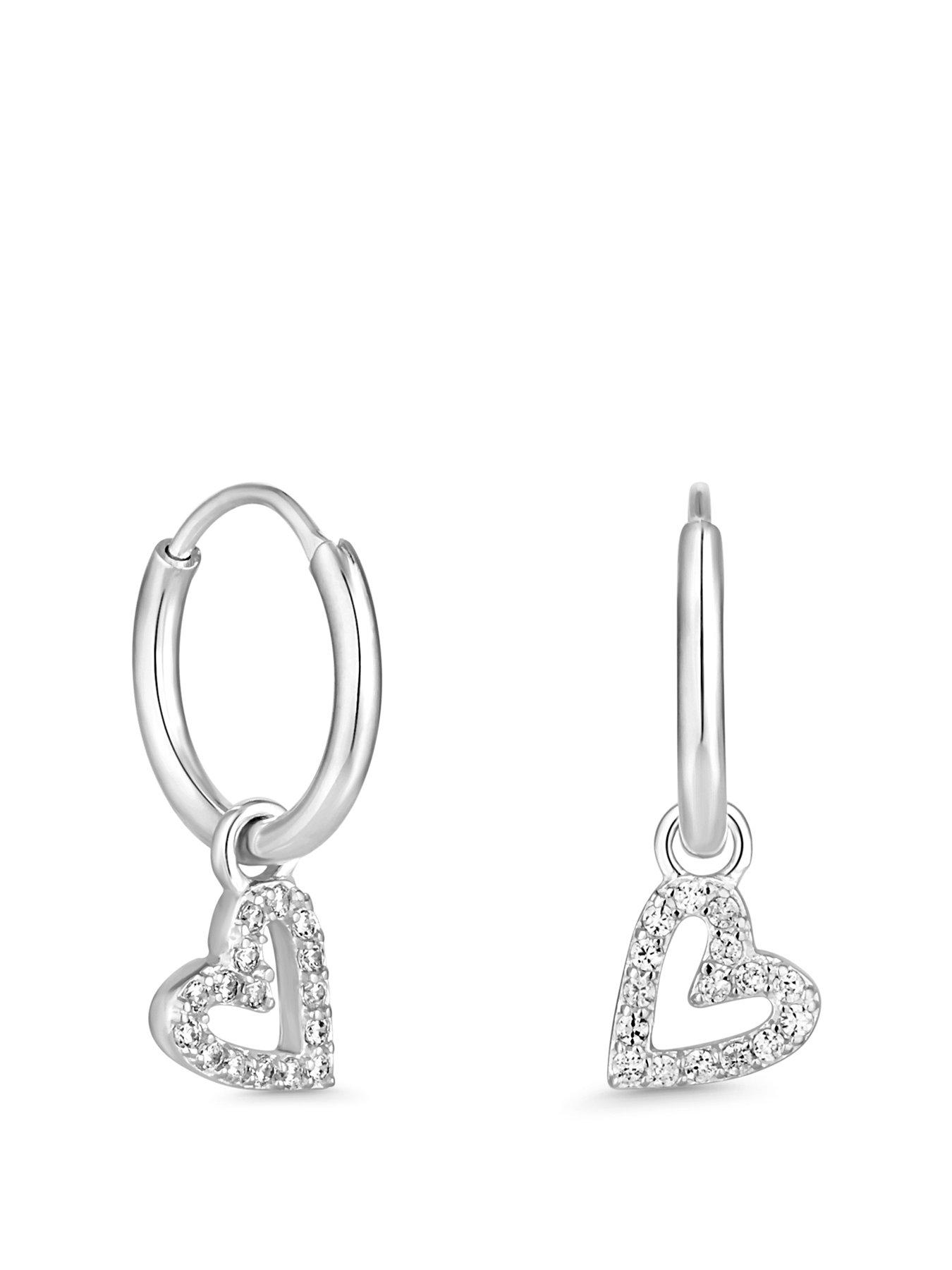 Product photograph of Simply Silver Sterling Silver 925 Mini Heart Hoop Earrings from very.co.uk