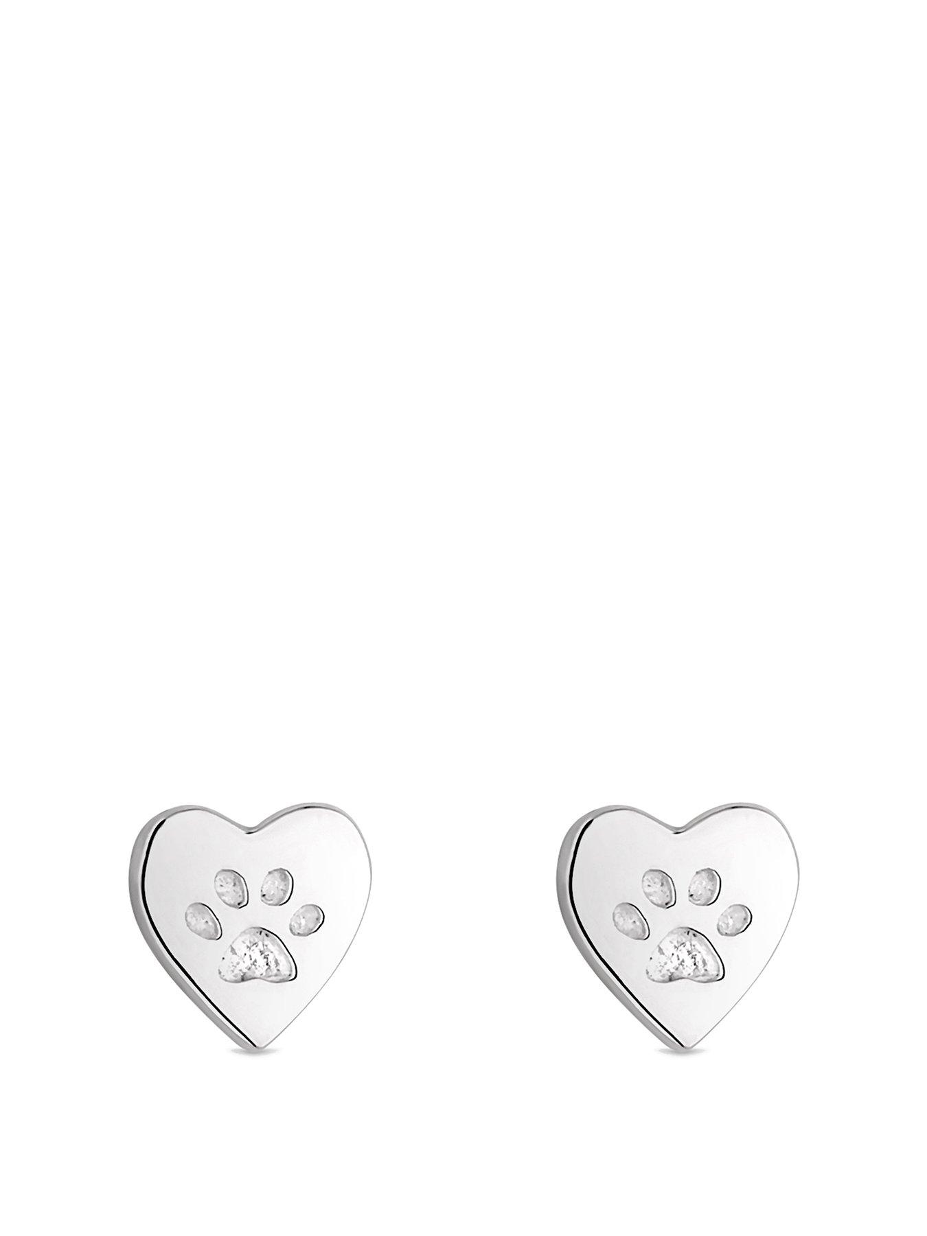 Product photograph of Simply Silver Sterling Silver 925 Heart Paw Stud Earrings from very.co.uk